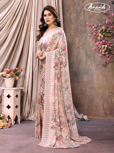 Anand Sarees Ombre, Paisley, Floral Print Daily Wear Georgette, Chiffon Saree