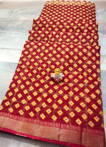 KRISHNA Hand Painted Bandhani Pure Cotton Saree