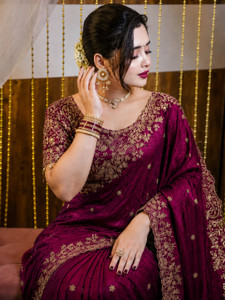Pionex fab Embellished Bollywood Satin Saree