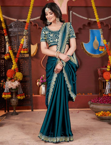 Maruti Creation Embellished Bollywood Silk Blend, Satin Saree