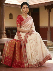 KANJIVARM Temple Border Kanjivaram Pure Silk Saree