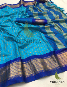 VRINDITA FASHION Checkered Bollywood Art Silk, Cotton Silk Saree