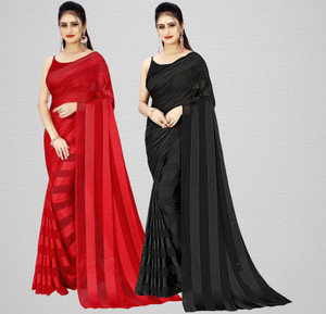 Anand Sarees Striped Bollywood Satin Saree
