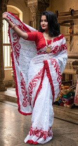 Pritikasaree Floral Print, Self Design, Woven Jamdani Cotton Silk Saree