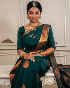 QENY Printed Kanjivaram Pure Silk, Art Silk Saree