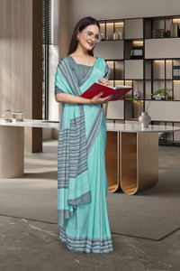 Feminista Printed, Solid/Plain Daily Wear Crepe Saree