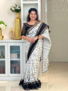 PHEASANT Digital Print, Printed, Woven Bollywood Silk Blend Saree