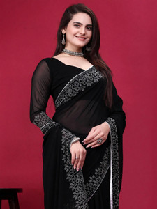 meaven tex Solid/Plain Bollywood Georgette Saree