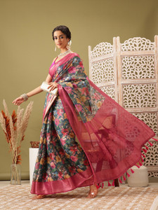Divastri Digital Print Banarasi Cotton Blend Saree