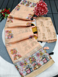 Laxmi Textile Printed Handloom Khadi Saree