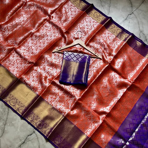 Dujjan Silk Emporium Woven Kanjivaram Muslin, Art Silk Saree