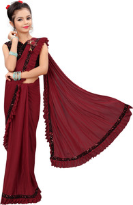 Dream Clouds Solid/Plain Bollywood Lycra Blend Saree