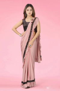 Dream Clouds Embellished Bollywood Lycra Blend Saree
