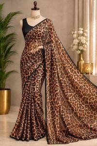 Jainam Enterprise Animal Print, Printed Bollywood Georgette Saree