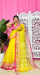 Reyansh Self Design Jamdani Muslin Saree