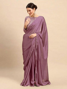 MANUBA enterprise Embroidered Daily Wear Satin Saree