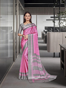 Feminista Printed, Solid/Plain Daily Wear Crepe Saree