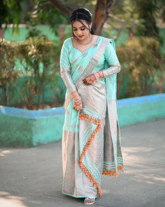 YASA CREATION Woven Mekhela Chador Silk Blend Saree
