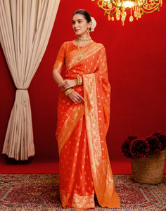 Samah Woven, Embellished Banarasi Silk Blend Saree