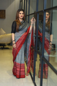 ADbutiq Digital Print, Self Design Tant Pure Cotton Saree
