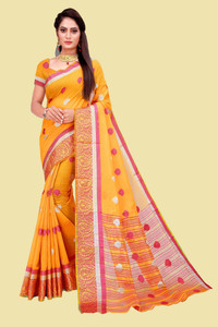 MENFLUENT Woven Maheshwari Cotton Silk Saree