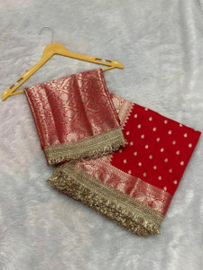 RB Fashion Self Design, Woven, Embellished Banarasi Silk Blend, Art Silk Saree