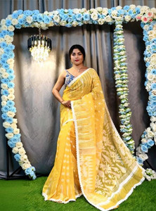 Happy Creation Woven Jamdani Handloom Pure Cotton, Cotton Blend Saree