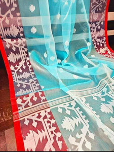 SARATHITEXTILE Woven, Self Design Jamdani Muslin Saree