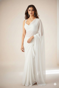 Indian Fashionista Dyed, Solid/Plain Bollywood Georgette, Chiffon Saree