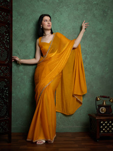 Dhimahi Solid/Plain Bollywood Chiffon Saree