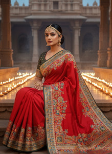 Sariya Woven Banarasi Semi-Pashmina, Jacquard Saree