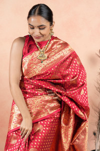 SUBHAM Woven, Embellished Banarasi Silk Blend Saree