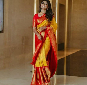 Bansari Textiles Embellished, Applique Kanjivaram Art Silk Saree