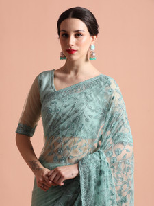 Jaipur Kurti Embroidered Bollywood Net Saree