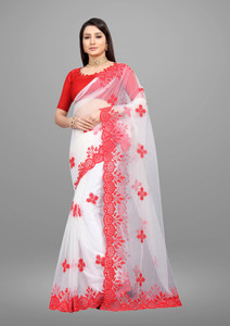 Barkiya Creation Embroidered Bollywood Net Saree
