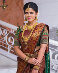 ZILVIRA Woven Kanjivaram Pure Silk, Art Silk Saree