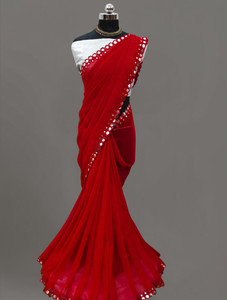 Vivan Fab Self Design, Embellished Bollywood Georgette, Silk Blend Saree