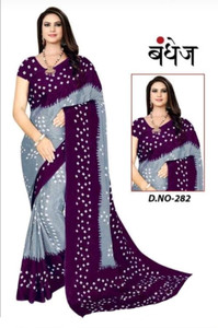 jihana fab Printed Bandhani Chiffon, Silk Blend Saree