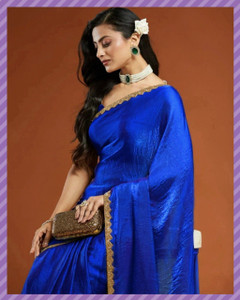 ATHARV Solid/Plain Bollywood Chiffon Saree
