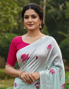 SHREESHA ENTERPRISE Floral Print Bollywood Satin Saree