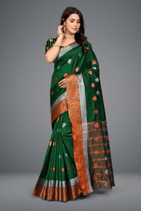Veertrends Woven Maheshwari Cotton Silk Saree