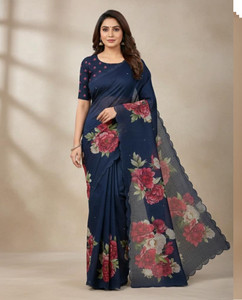 parakhiya fab Printed Kantha Cotton Linen Saree