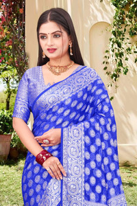 FINE WEAR Woven Banarasi Georgette Saree