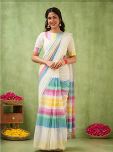 SMRITI BOUTIQUE Solid/Plain Handloom Handloom Pure Cotton Saree