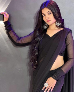 Prutha Fashion Solid/Plain Daily Wear Georgette, Chiffon Saree