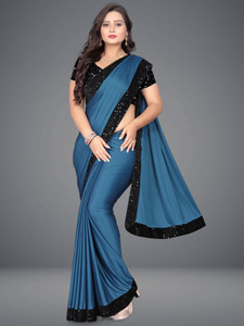 DEBRIS FAB Solid/Plain Bollywood Silk Blend Saree