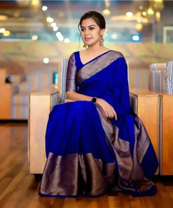ONIXINO Woven, Solid/Plain Banarasi Art Silk Saree