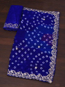 ASTEYAM Embroidered Bandhani Georgette Saree