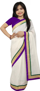 Cozee Shopping Self Design, Woven, Solid/Plain Chanderi Cotton Blend Saree
