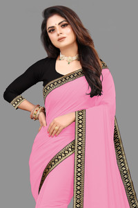 sanuu Solid/Plain, Embellished Bollywood Georgette, Chiffon Saree